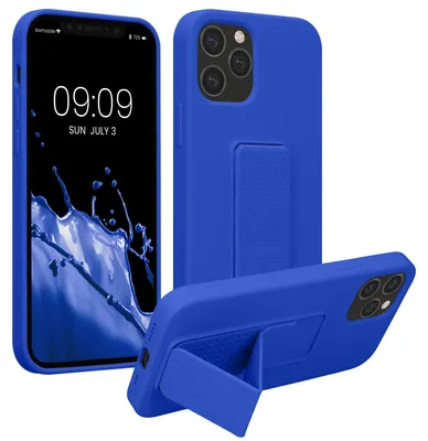 Produktbild von kwmobile Handyhülle für Apple iPhone 12 / iPhone 12 Pro Hülle - TPU Silikon Case mit Fingerhalter und Stand - Schutzhülle Cover in Baltik Blau