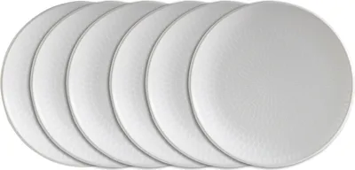Produktbild von Dessertteller - Weiß matt - Steingut - mit kreisförmiger Reliefprägung - 6er Set