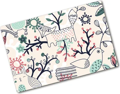 Produktbild von Tulup Glas Herdabdeckplatte - 80x52 cm - Glaskeramikkochfeld-Abdeckung Spritzschutz Glasabdeckplatte - Einteilig - Tiere - Tiere und Blumen - Mehrfarbig