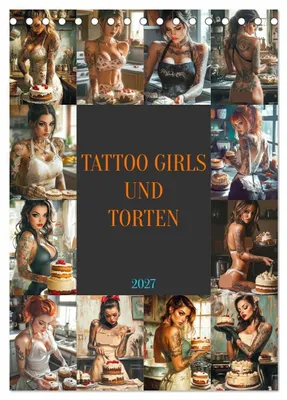 Produktbild von Tattoo Girls und Torten (Tischkalender 2027 DIN A5 hoch), CALVENDO Monatskalender