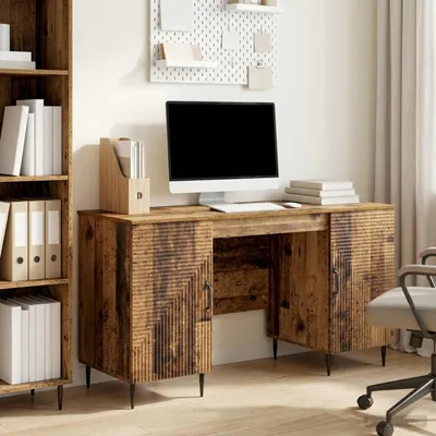Produktbild von vidaXL Schreibtisch mit Regal Altholz 142,5 x 50 x 75 cm Holzwerkstoff