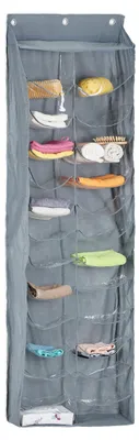 Tür-Organizer, 26 Fächer, Stoff, grau/transparent, 160x54x14 cm