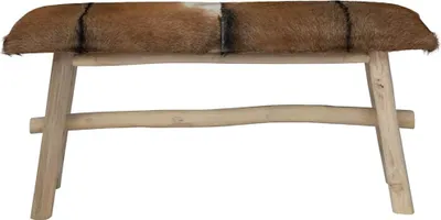 Produktbild von vidaXL Sitzbank Ziegenleder Teak