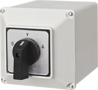 Produktbild von Nockenschalter Drehschalter Wendeschalter Wahlschalter mit Gehäuse IP65 0-Y-∆ Off-Stern-Dreieck 3-polig 3-Phasen 100A