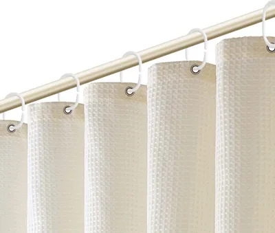 Produktbild von Duschvorhang ,180 x 180cm, Wasserdicht Dusch Vorhang, Antischimmel Antibakteriell Textil Stoff Badvorhang mit 12 Duschvorhangringen, Beige