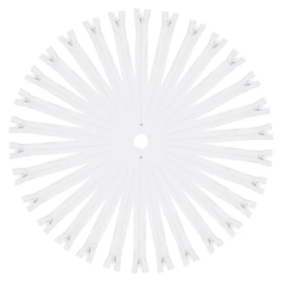 30 Nylon-Spiralreißverschlüsse 23 cm, weiß, unsichtbar, Nähzubehör