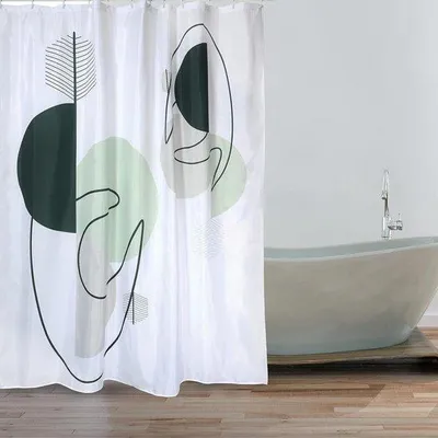 Produktbild von Famanu Duschvorhang antibakteriell und wasserabweisend - schwarz-weiß - 180 x 200 cm
