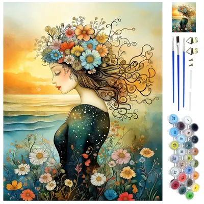 Malen nach Zahlen Blumen Set 40x50 cm für Erwachsene