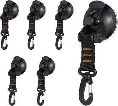Produktbild von Zuignap-Haken mit Klemme für Zelte, Camping und Auto - 6 Stück