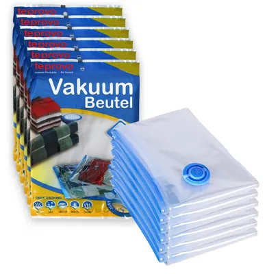 Produktbild von teprovo 6 Stück Vakuumbeutel für Kleidung Bettwäsche Kleiderschrank Reisen Backpacking als Kleidersack zur Handgepäck Aufbewahrung 80x60cm Vacuum Storage Bags Transparent