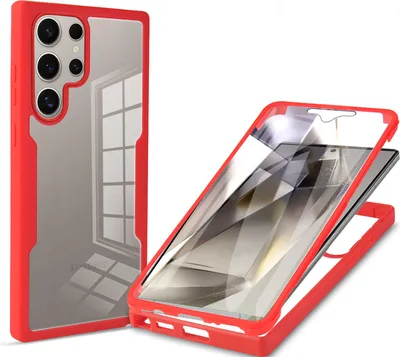 Produktbild von 360° Grad Hülle für Samsung Galaxy S25 Ultra mit Integriertem Displayschutz Rot