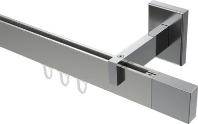 Produktbild von Interdeco Innenlaufstange / Gardinenstange mit Innenlauf Edelstahl-Optik / Chrom, Typ Smartline Lox (Quader), 14x35 mm 1-läufig, 480 cm