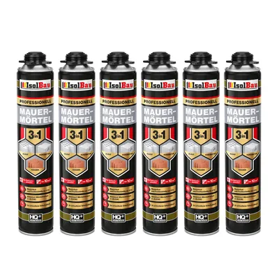 Produktbild von Isolbau Mauermörtel Pistolenschaum Montageschaum Klebeschaum 3in1 PolyurethanMörtel 6 x 750ml