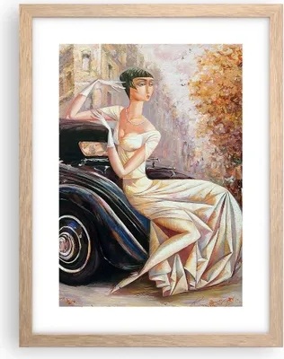 Produktbild von Gerahmtes Poster - Rahmen in heller Eiche - frau retro stil - 30x40 cm - Wand Bild - Wanddeko - Wandbilder - Kunstposter - Wandposter - Bilderrahmen - Bilder - Kunstdruck - Wandbild - P2NPA30x40-3467