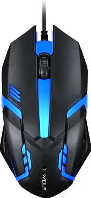 A top-down view of a gaming mouse.