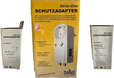 Produktbild von Überspannungsschutz Adapter Stecker Blitz Schutz zb für Router Fernseher Smartphone Set - integrierte Kindersicherung