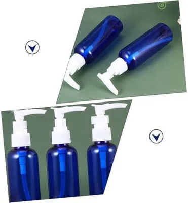 Produktbild von 8 wiederbefüllbare Kunststoff-Pumpspenderflaschen mit 100 ml für Lotion und Hautpflege, tragbar für Camping und Reisen