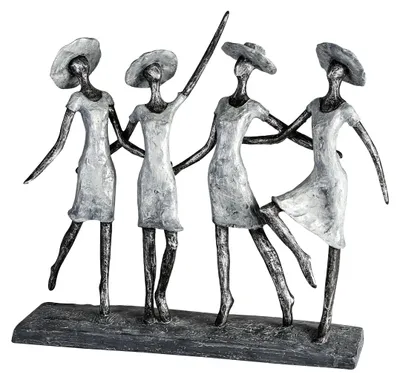 Immagine prodotto di Gilde Skulptur, "4 Ladys", Fraumotiv, Gruppe, Kunstharz, anthrazitfarben, silberfarben, VE 1, L. 9 cm, B. 37 cm, H. 34 cm 79894 4001250798941