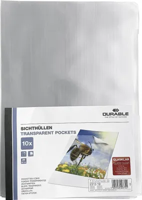 Obrázok produktu pre Durable 231319, 210 x 297 mm (A4), Priehľadná, Polypropylén (PP), Portrét, 0,12 mm, 10 kusov