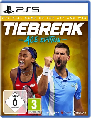 The cover art for the video game TIEBREAK: Official Game of the ATP and WTA for PS5.