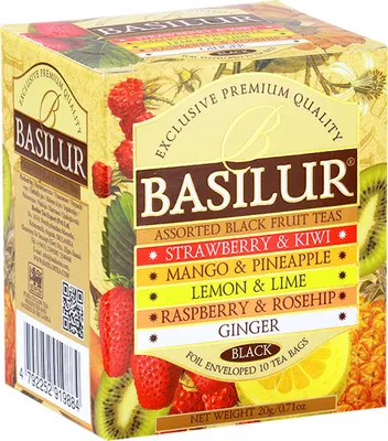 Produktbild von BASILUR Assorted Magic Fruits Teebeutel 5 Geschmacksrichtungen 10 St. 20g