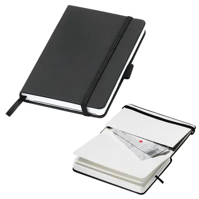 Produktbild von Notizbuch "Agenda" A6 - PVC beschichtetes Schreibheft mit Gummiband, Stifthalter & 96 karierten Seiten - Tagebuch für persönlichen Notizen - Schwarz