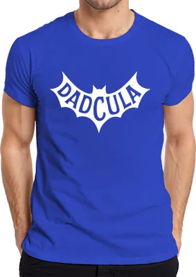 Immagine prodotto di DADCULA Maglietta da uomo per la festa del papà, divertente, Halloween, vampiro e pipistrello, blu, L