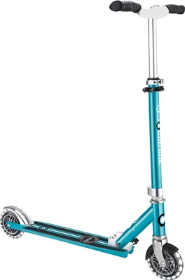Produktbild von Globber Flow Kinderroller Blau/Chrom, Klappbar, Leuchträder, Ab 5 J.