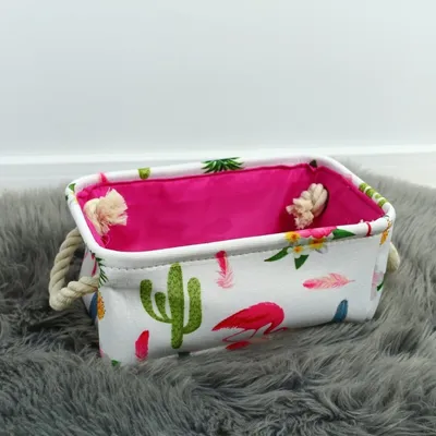 Obrázek produktu pro Flamenco Mystique Úložný Organizér na Hračky a Prádlo s Motivem Plameňáka, Bavlněné Plátno s Kovovým Rámem, 27*18*12 cm
