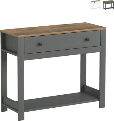 Produktbild von Schwarz-weißer Konsolenschrank im klassischen Stil mit Schublade Corlay - Schwarz