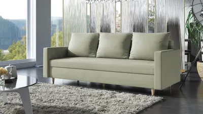 Produktbild von AX LIVING Hyden 3-Sitzer Sofa mit Schlaffunktion 222 cm breit in Salbeigrün