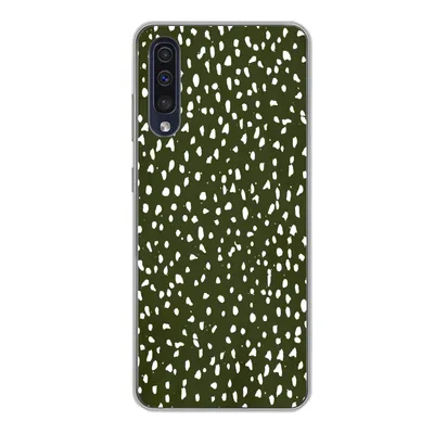 Produktbild von MuchoWow® Handyhülle Schutzhülle Hülle für Samsung Galaxy A50 Polka dots - Weiß - Schwarz Silikon Softcase Handy Hülle - Mobiltelefonhülle
