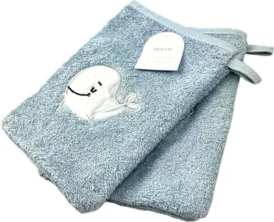 blaue Baby Waschhandschuhe