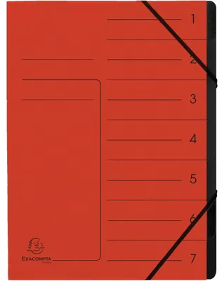 Image de Exacompta 10x Trieur agrafé noir 7 compartiments A4 Rouge 540705E