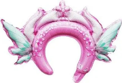 Produktbild von Rosa Folienballon-Stirnband mit Schmetterlingen 45x31,5cm