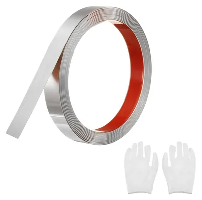 Imagen del producto de Listón decorativo autoadhesivo de acero inoxidable - Plata cepillada - 1,8 cm x 4 m