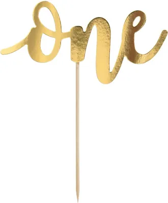 Produktbild von Cake Topper One 19cm Geburtstagsdeko 1 Jahr Tortendeko Gold