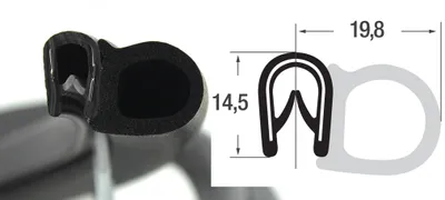 Produktbild von DS13 - PVC/ EPDM Kantenschutz Dichtungs Profil Gummi Dichtung seitlich - Klemmbereich 1 - 4 mm