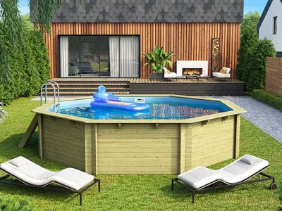 Produktbild von Karibu Holzpool Modell 3 KDI, quadratisch, 38 mm Wandstärke, 547x547x124 cm, Wassertiefe 111 cm