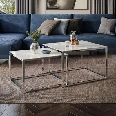 Produktbild von Couchtisch 2in1 YOSHI GLASS CHROM mit Glasplatte