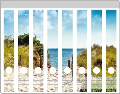 Produktbild von Wallario Ordnerrücken Sticker, selbstklebend für schmale Ordner, 8 Stück, Motiv Auf dem Sandweg zum Strand