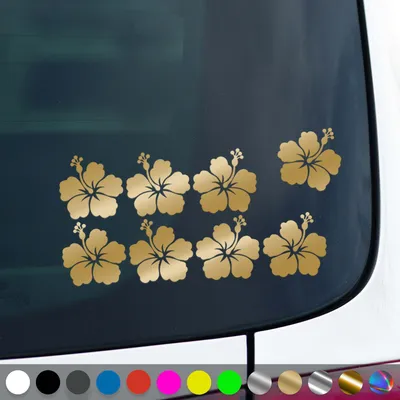 Produktbild von PantherPixel Hibiskusblüten Aufkleber Set Hibiskuspflanze Sticker Auto Geschenkidee Farbe Gold