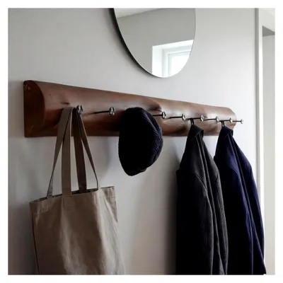 Produktbild von Garderobenhaken aus Holz, 100 cm lang, handgefertigt, Unikat, Treibholz, Wandgarderobe, Wandhaken für den Flur