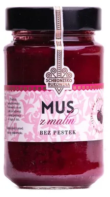 Zdjęcie produktu dla Mus z malin bez pestek 240g - Schronisko Bukowina