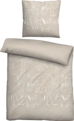 Produktbild von Biberna Kinder-Bettwäsche beige 1x 135x200 cm + 1x 80x80 cm