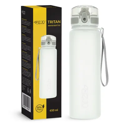 Produktbild von 4FIZJO Sportflasche 650 ml, Tritan, auslaufsicher, Fitness, Reisen, Training, grau