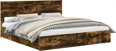 Image de Lit de Rangement Chêne fumé 180 x 200 cm Bois d'ingénierie