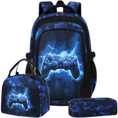 Produktbild von Schulrucksack Set Jungen Blau mit Federmäppchen und Lunchpaket