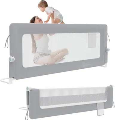 Produktbild von Sessamen-LP Ochrana proti vypadnutiu z postele 200 cm Ochrana postele Ochrana postieľky Skladacia o 180 stupňov Ohraničenie detskej postele (sivé)
