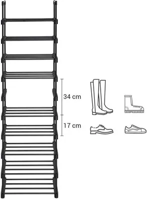 Produktbild von Robustes Schuhregal, 10 Ablagen, stapelbar, erweiterbar, freistehend, werkzeuglose Montage